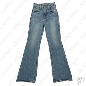 Moussy MVS Flare Leg Light Wash Faded Jeans High Rise 010CSA12-1400-6 Size 24
